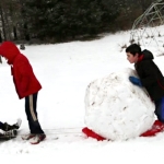 Kids at Little River Community School playing in the snow