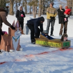 Corgi and Sasquatch sleds square off